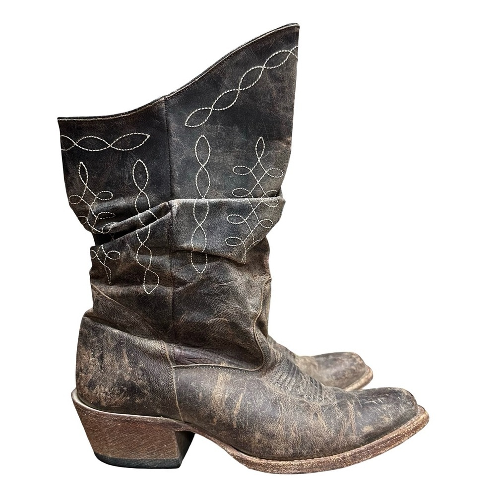 Macie Bean Brown Leather Embroidered Slouchy Cowgirl Boots Western Size 7
